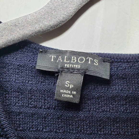 Talbots Navy Mixed Media Textured Sweater Dress Size SP - Picture 8 of 9